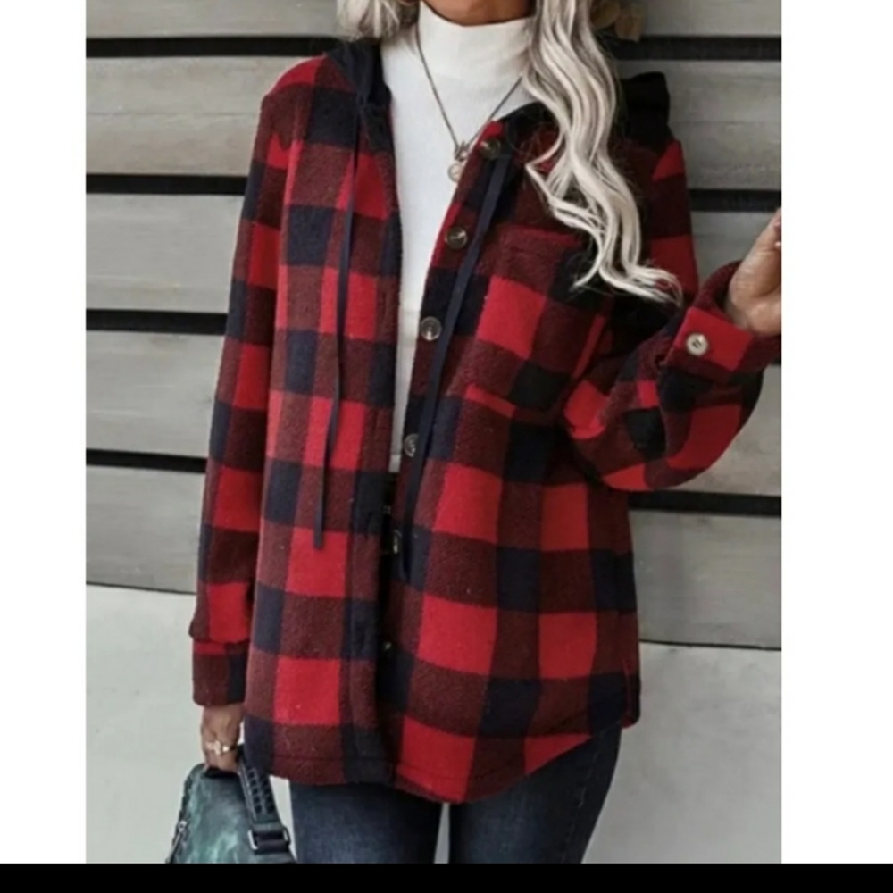 Buffalo Plaid Fleece Shacket - Picture 4 of 5